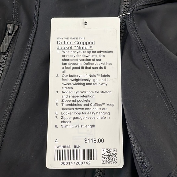 NWT Lululemon Nulu Cropped Define Jacket Black Size 4 - Picture 4 of 10